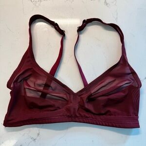 CUUP Wireless Mesh Plunge in Begonia (Burgundy / Maroon) S D-E Cup